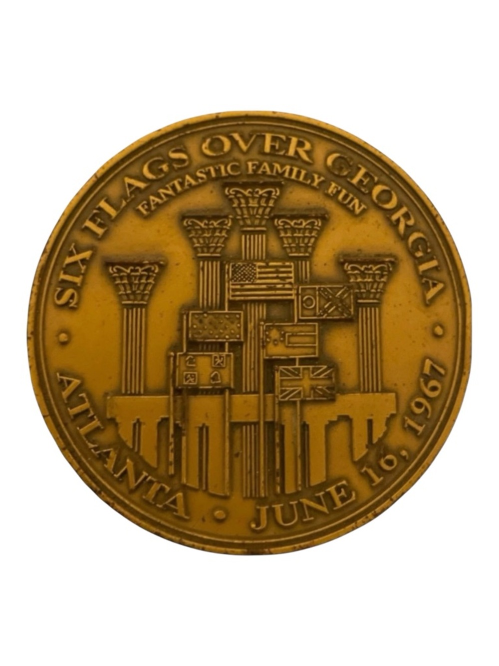 1967 Six Flags Over Georgia Opening Day Commemorative VIP Medallion